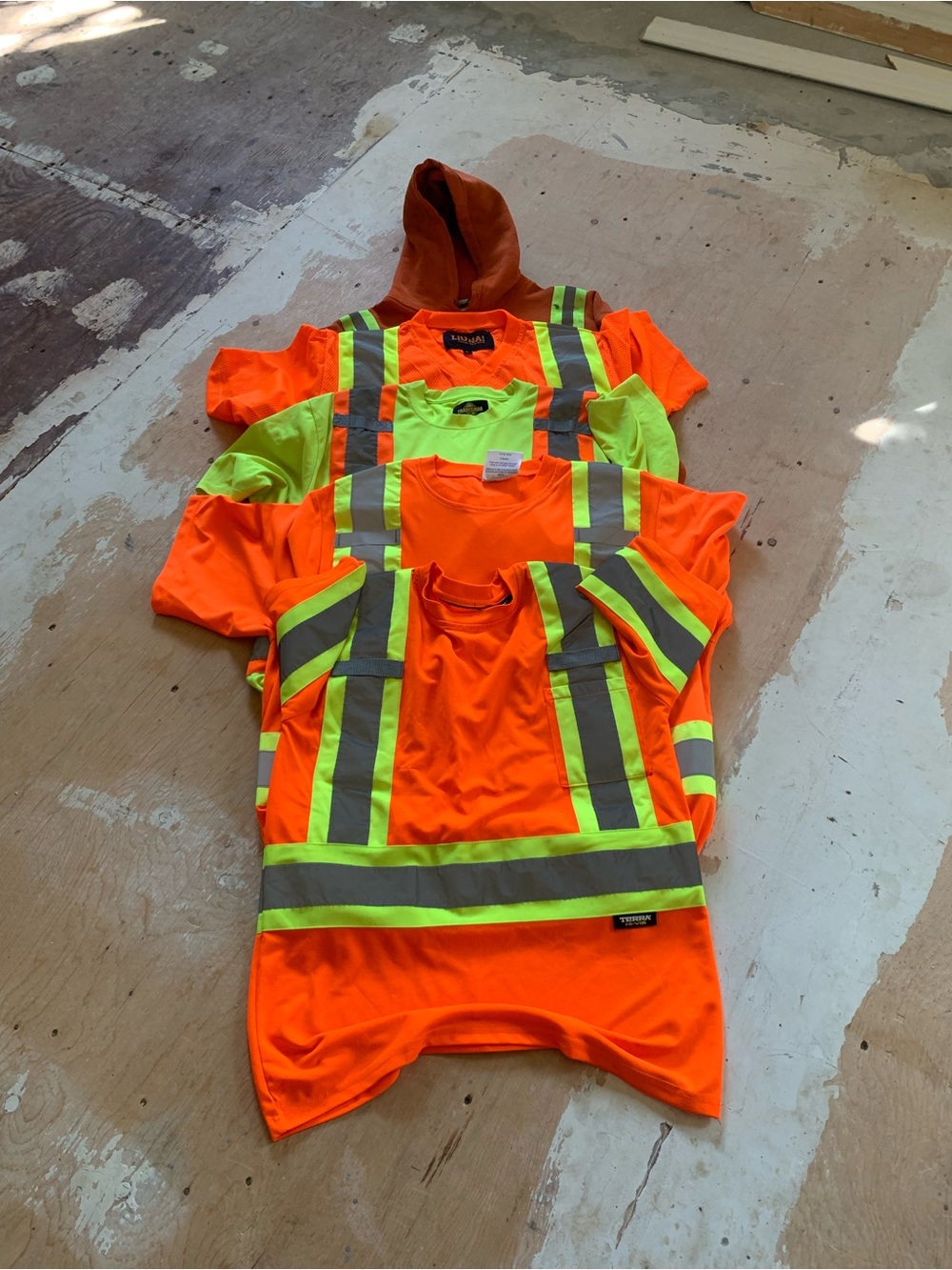 Hi-Vis Orange & Neon Safety work Shirts and Hoodie with Reflective Stripes